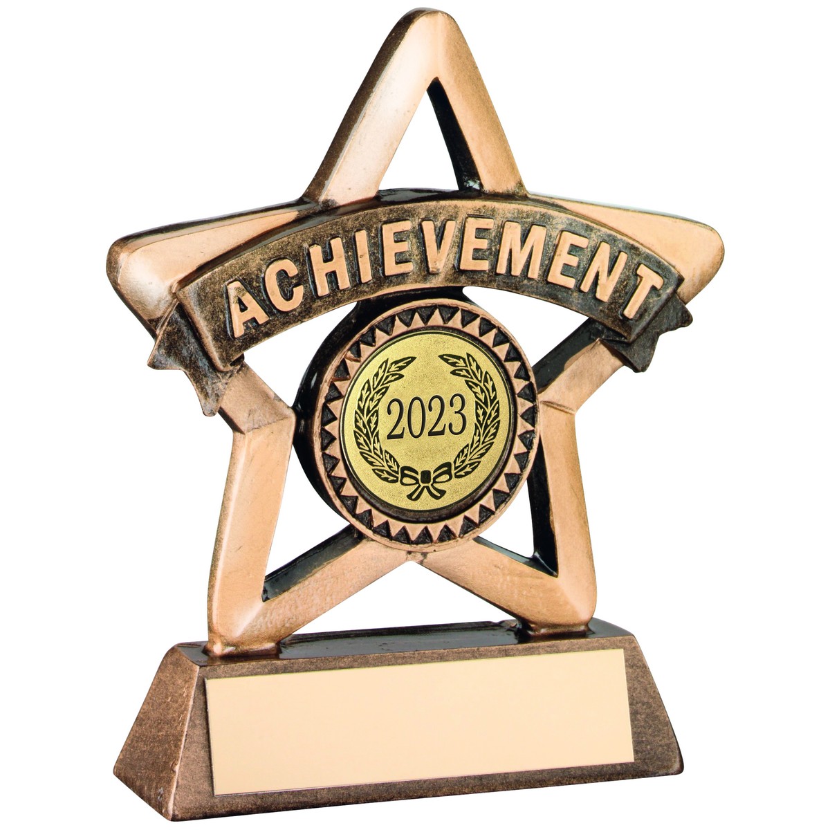 BRZ/GOLD RESIN ACHIEVEMENT MINI STAR WITH PLATE