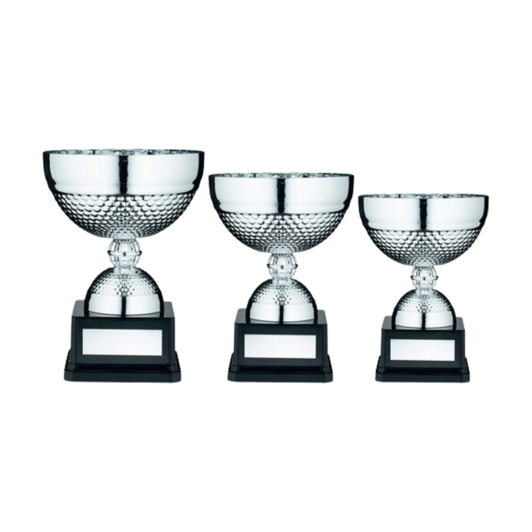 SILVER DIMPLE BOWL TROPHY WITH PLATE