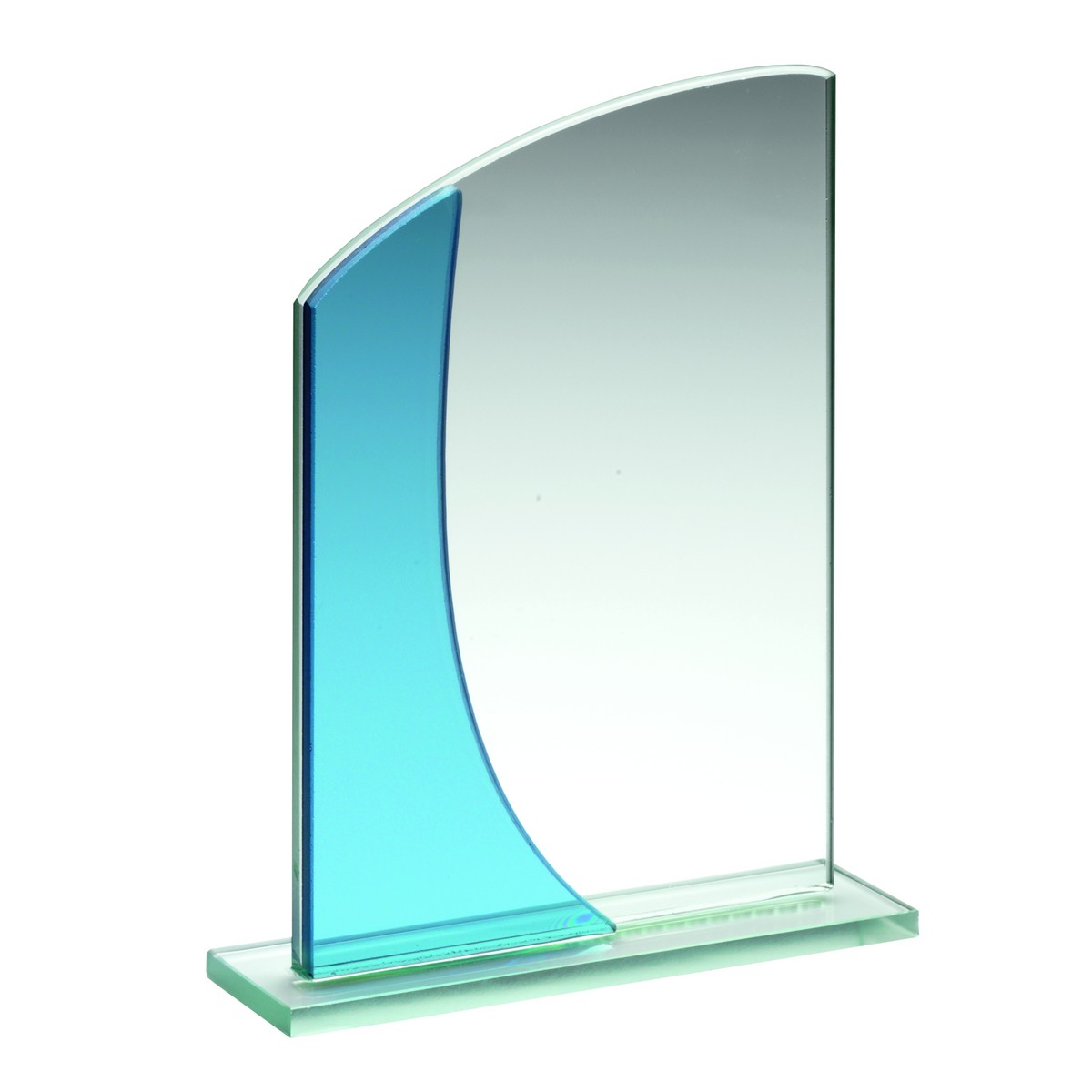 JADE/BLUE GLASS RECTANGLE PLAQUE WITH CURVED TOP (5MM THICK)