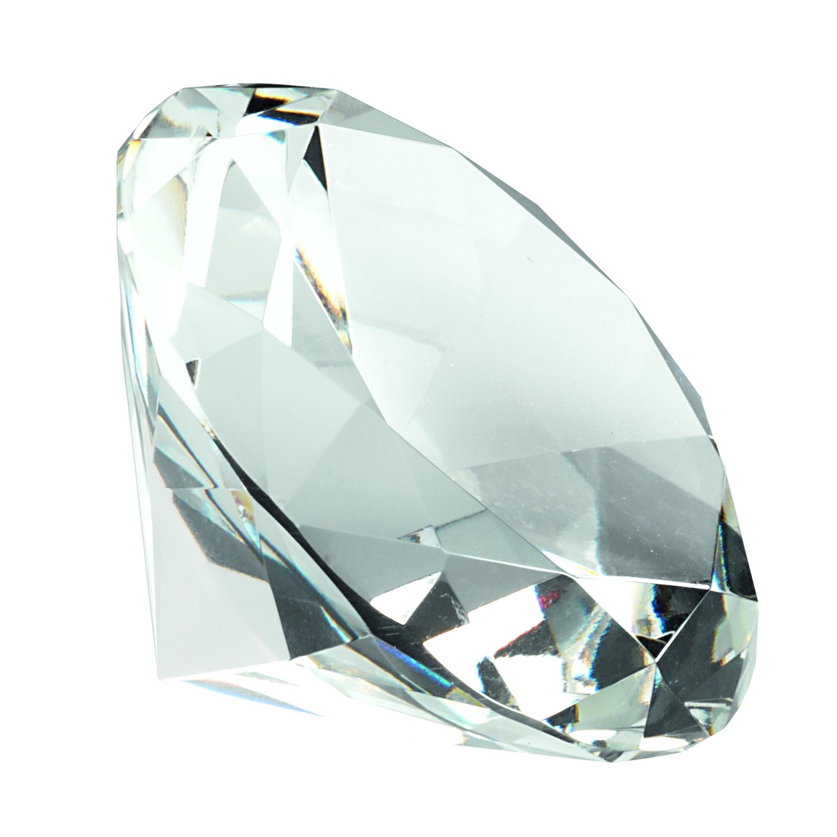 CLEAR GLASS DIAMOND SHAPED PAPERWEIGHT IN BOX