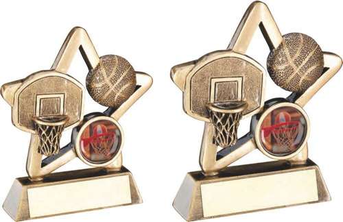 Addica BRZ/GOLD BASKETBALL MINI STAR WITH PLATE (1in CENTRE)