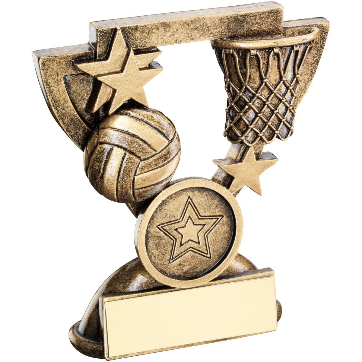 BRZ/GOLD NETBALL MINI CUP WITH PLATE