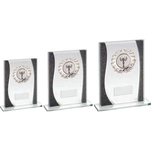 JADE/SILVER RECTANGLE GLASS WITH SILVER WREATH TRIM TROPHY