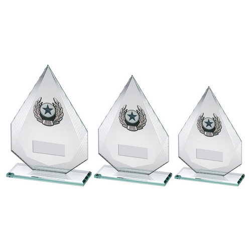 JADE/SILVER DIAMOND GLASS WITH SILV/BLK TRIM TROPHY