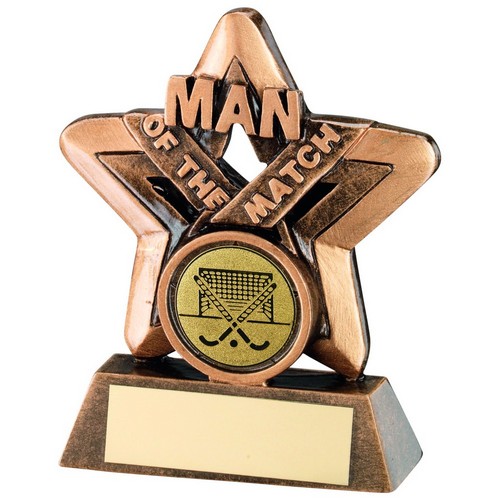 BRZ/GOLD MAN OF THE MATCH MINI STAR WITH HOCKEY INSERT AND PLATE