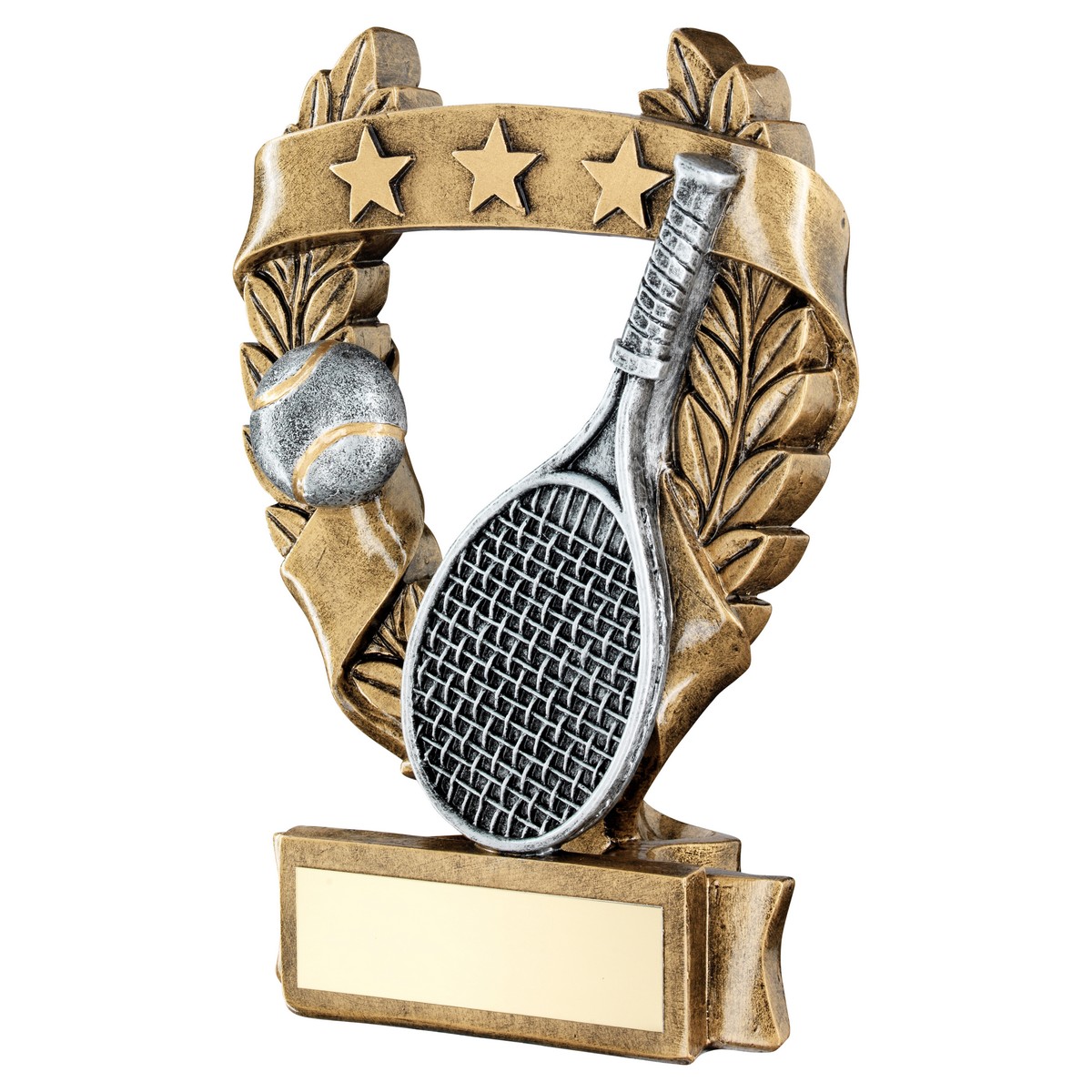 BRZ/PEW/GOLD TENNIS 3 STAR WREATH AWARD WITH PLATE