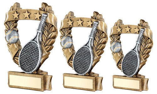 BRZ/PEW/GOLD TENNIS 3 STAR WREATH AWARD WITH PLATE