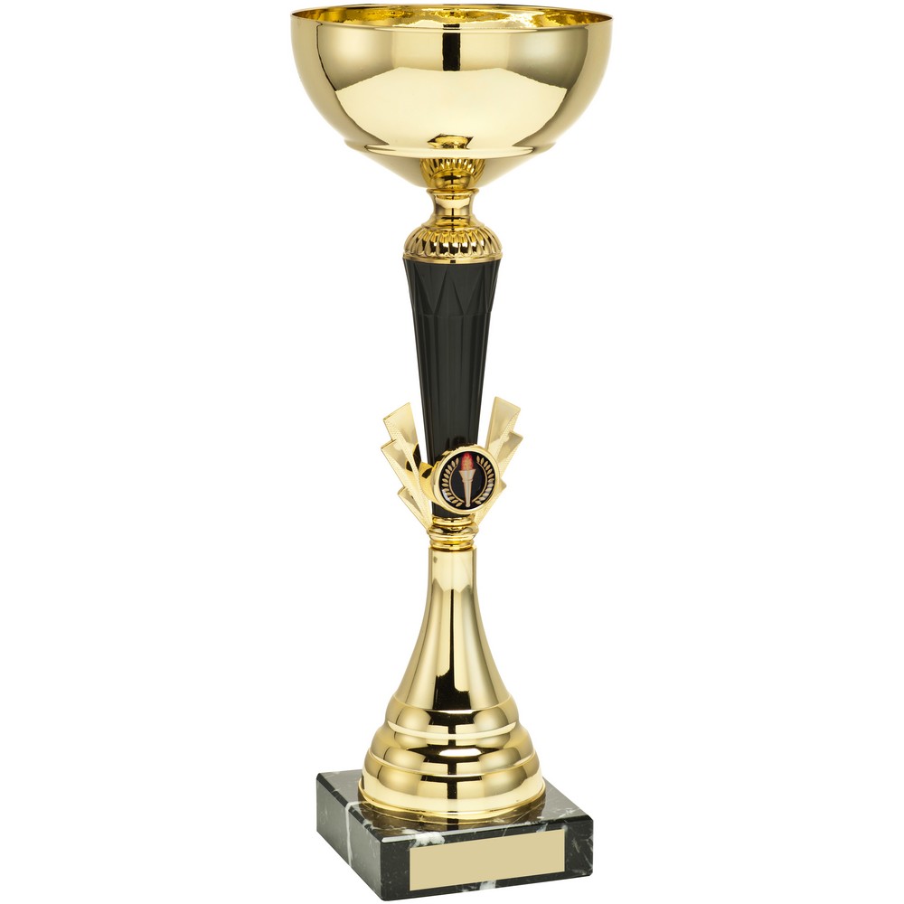 GOLD/BLACK TALL TROPHY WITH PLATE