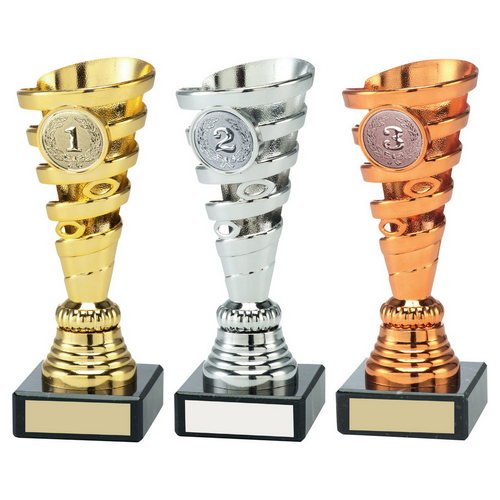 PLASTIC SPIRAL TROPHY WITH PLATE (1in CENTRE)