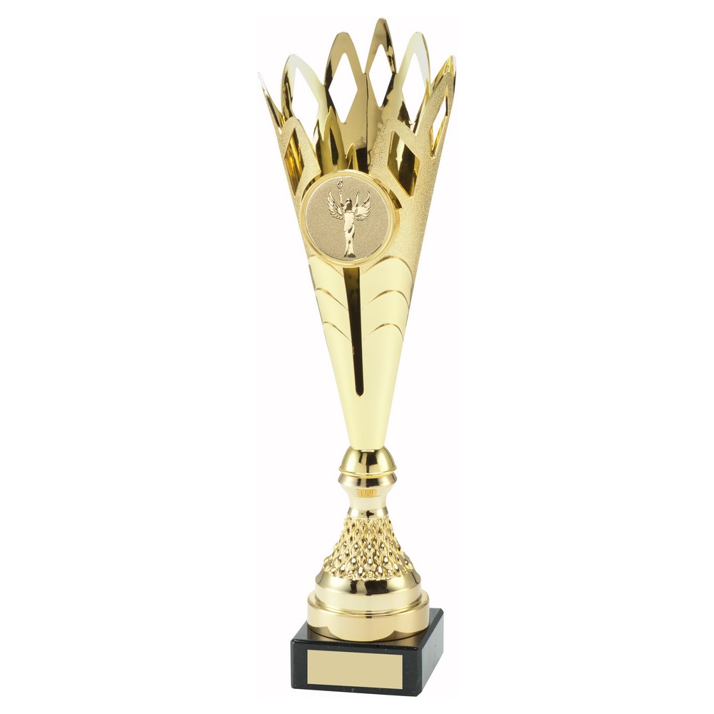 GOLD PLASTIC SPIKEY TROPHY WITH PLATE (2in CENTRE