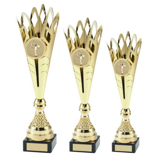 GOLD PLASTIC SPIKEY TROPHY WITH PLATE (2in CENTRE