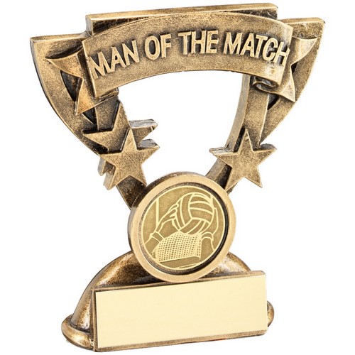 BRZ/GOLD MAN OF THE MATCH MINI CUP WITH GAELIC FOOTBALL INSERT AND PLATE