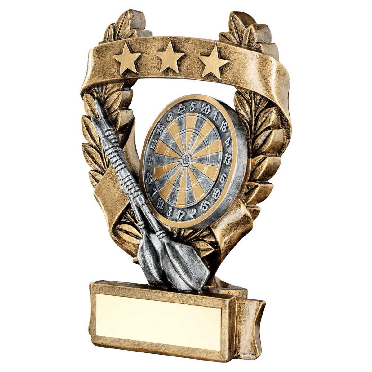 BRZ/PEW/GOLD DARTS 3 STAR WREATH AWARD WITH PLATE