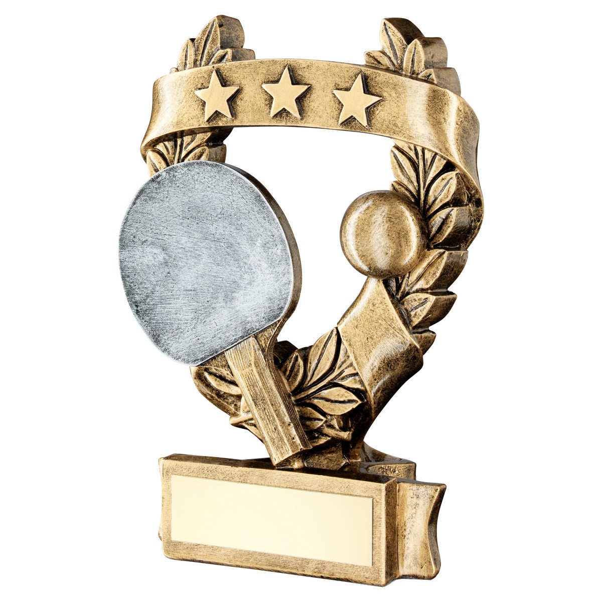 BRZ/PEW/GOLD TABLE TENNIS 3 STAR WREATH AWARD WITH PLATE