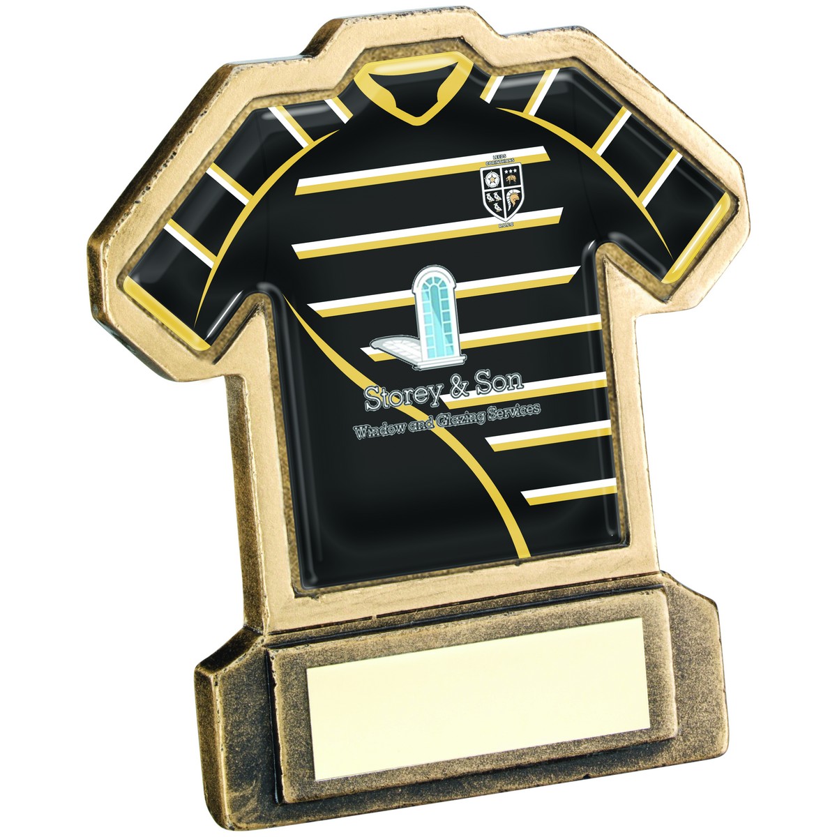 BRZ/GOLD RESIN RUGBY SHIRT WITH PLATE