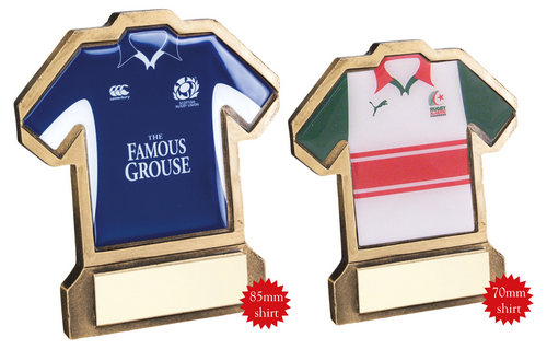 BRZ/GOLD RESIN RUGBY SHIRT WITH PLATE