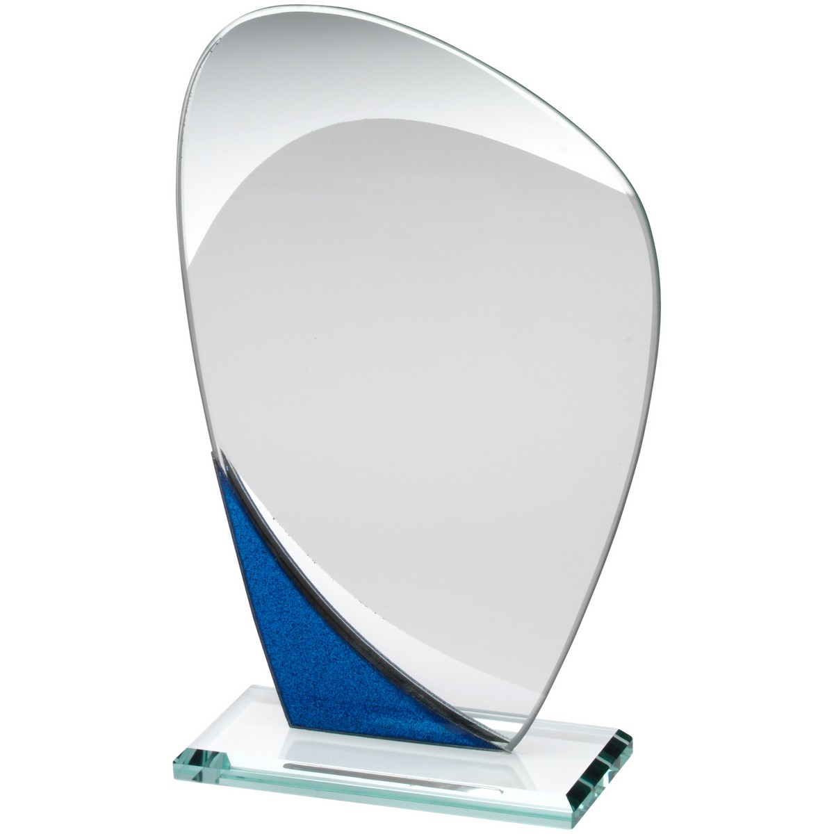 JADE GLASS CURVED PLAQUE WITH BLUE/SILVER DETAIL