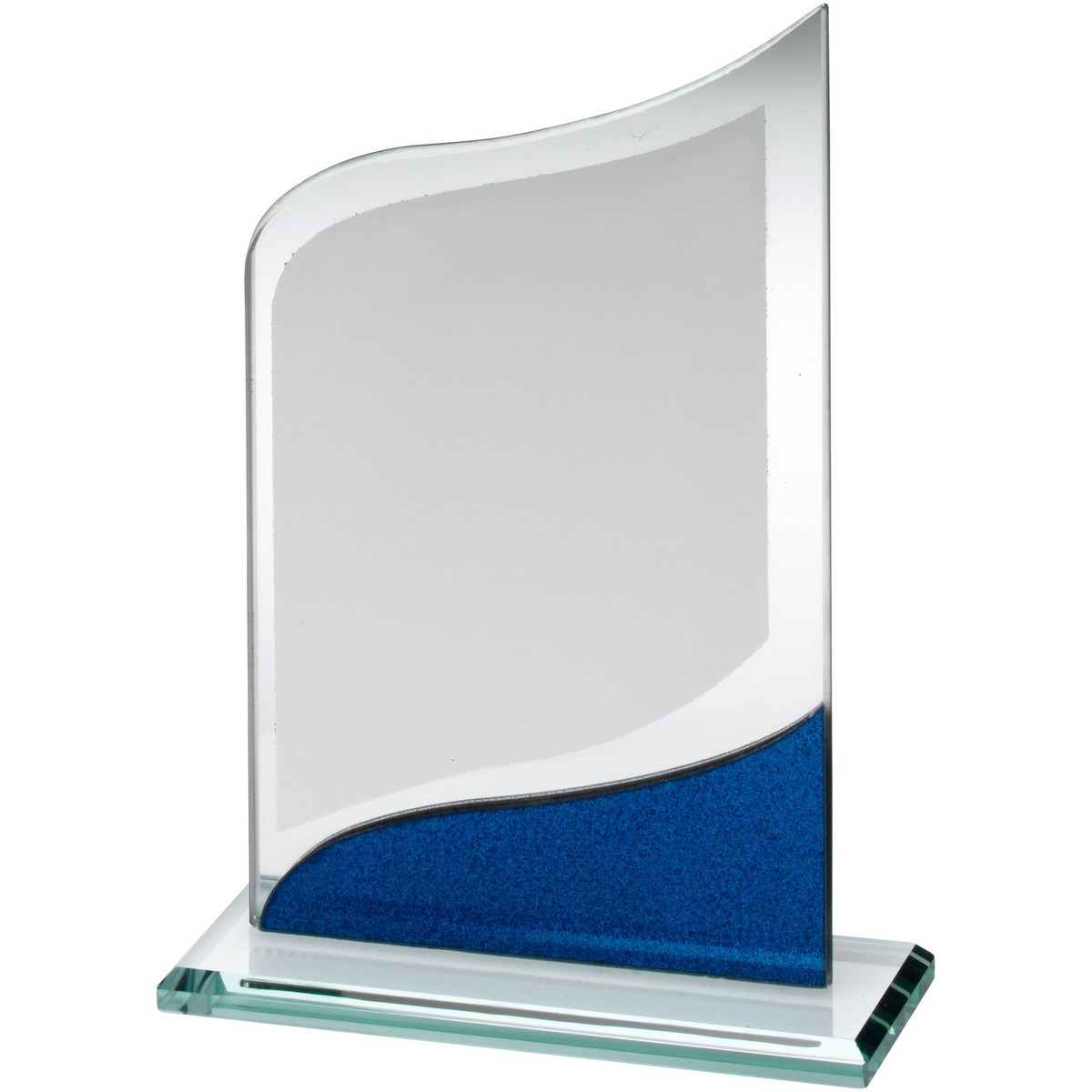 JADE GLASS POINTED PLAQUE WITH BLUE/SILVER DETAIL