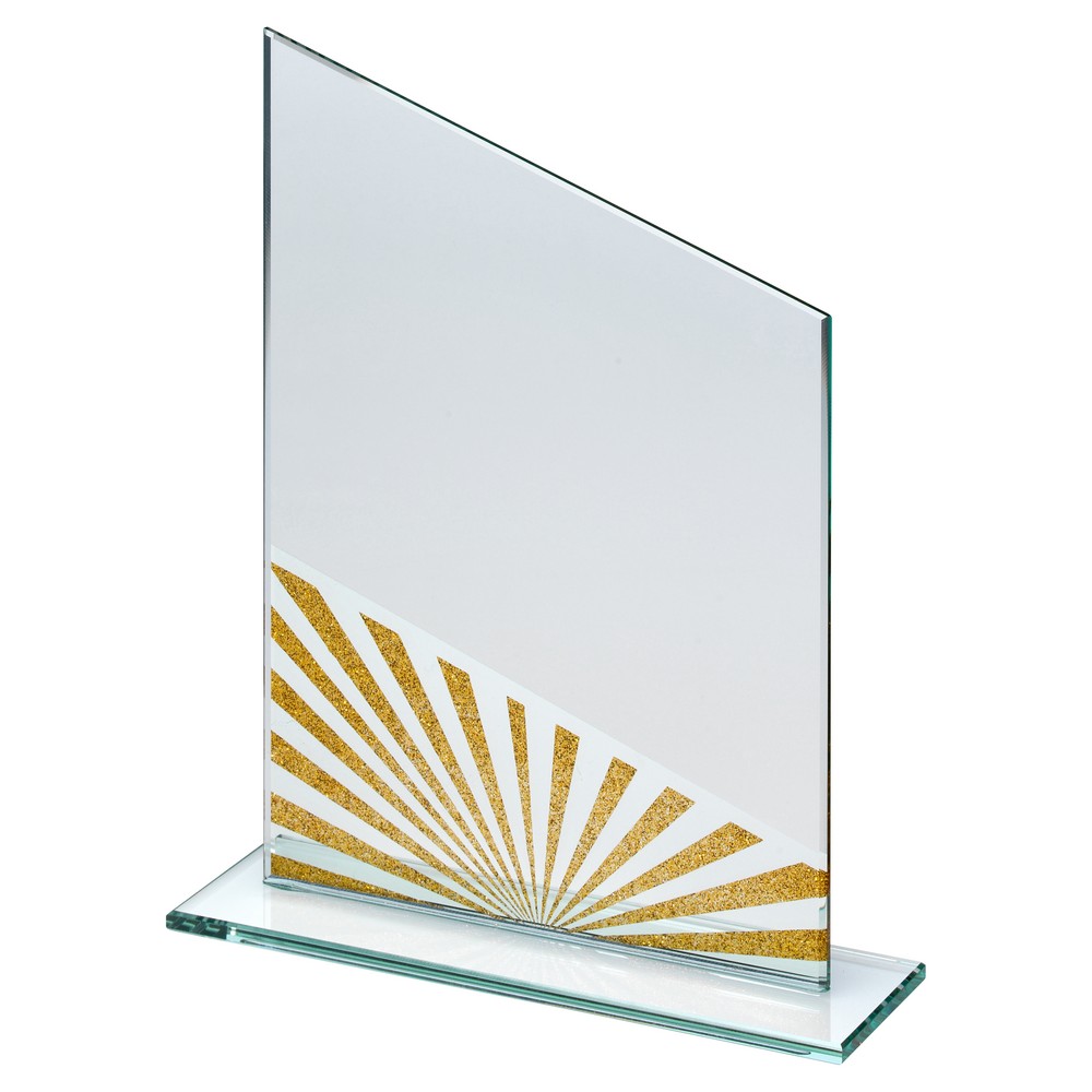 JADE GLASS ANGLED PLAQUE WITH GOLD/SILVER GLITTER DETAIL