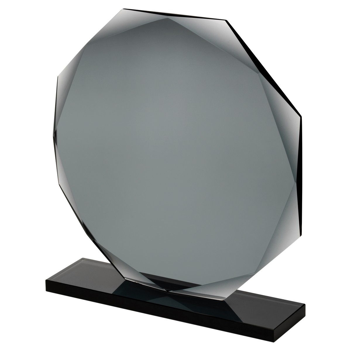 SMOKED BLACK GLASS OCTAGON PLAQUE (10MM THICK)