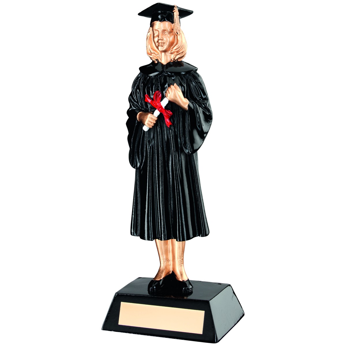 BLK/GOLD RESIN FEMALE GRADUATE WITH PLATE